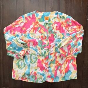 Ruby Road 3/4 Sleeve Jacket, Floral, Women's Size 18 With Pearlescent Buttons